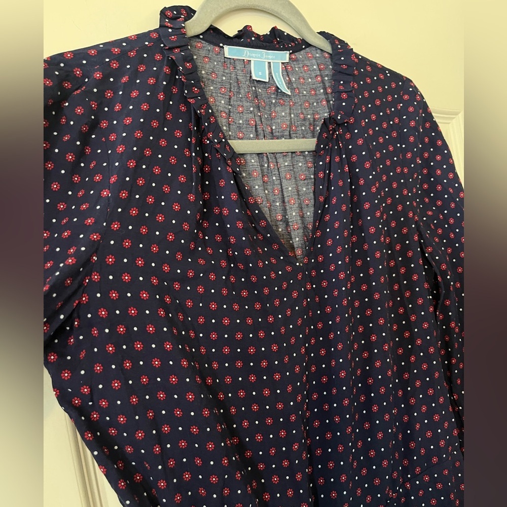 Draper James Navy with Red Flower Polka Dots Dress, Rayon Women’s size Small - Picture 7 of 15